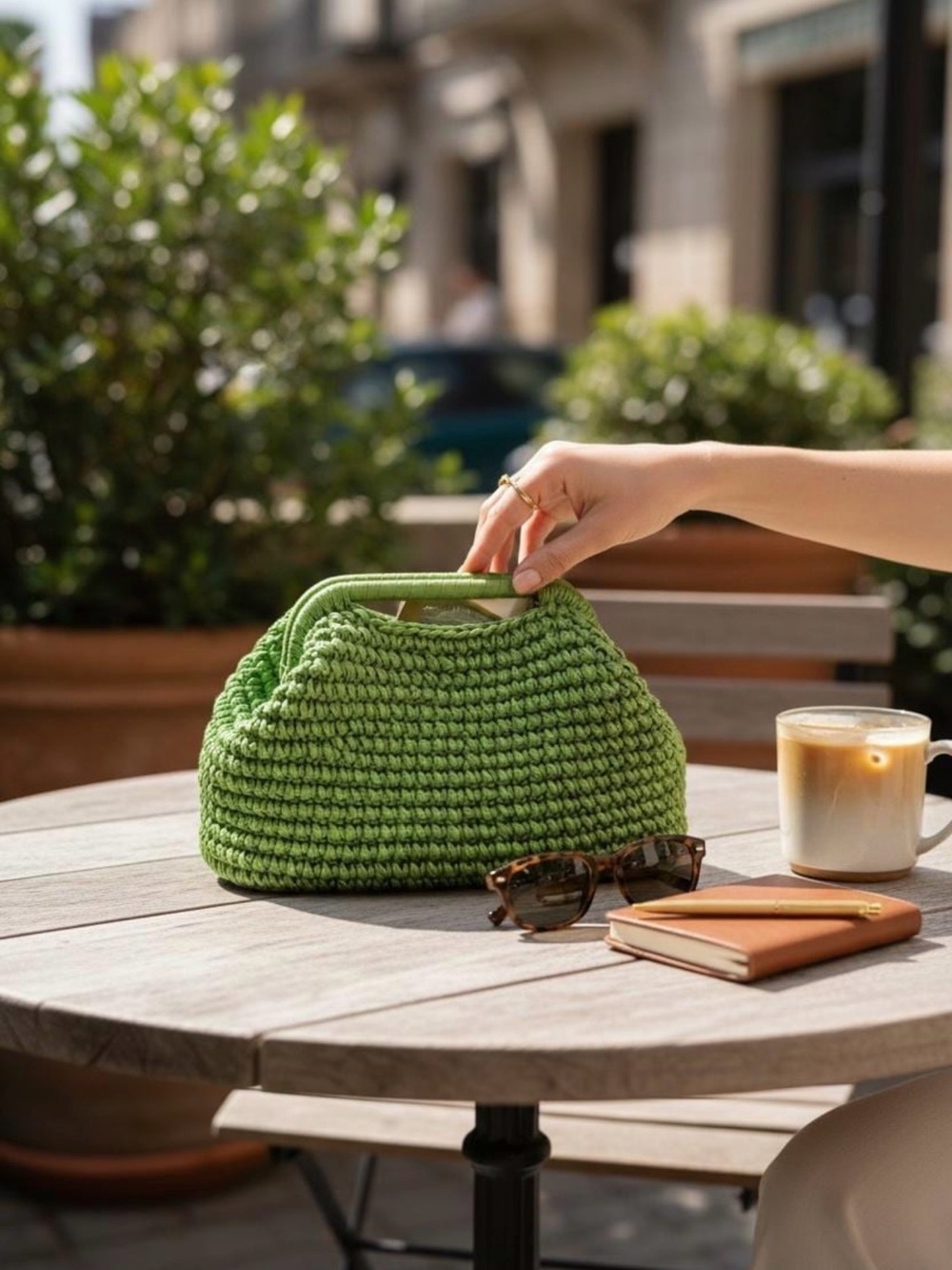 Green handmade Crochet Clutch - Women Bags